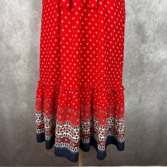 Misa Los Angeles Larsen Cold-Shoulder Bohemian Printed Midi Dress In Red Size S - Picture 4 of 11